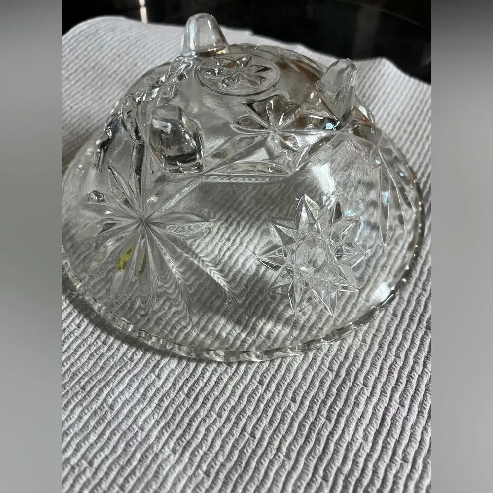Vintage Anchor Hocking Star of David Clear Crystal 2 Serving Bowl Tray Plate